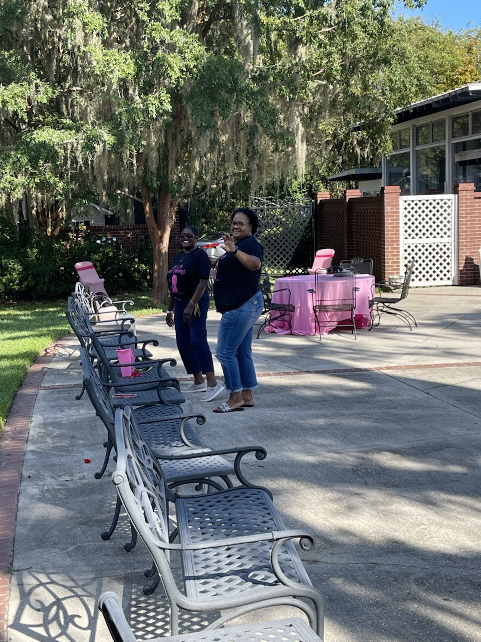 Volunteers setting up for community event